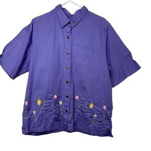 Toffee Apple button up down women's large periwinkle VINTAGE blouse shirt top
